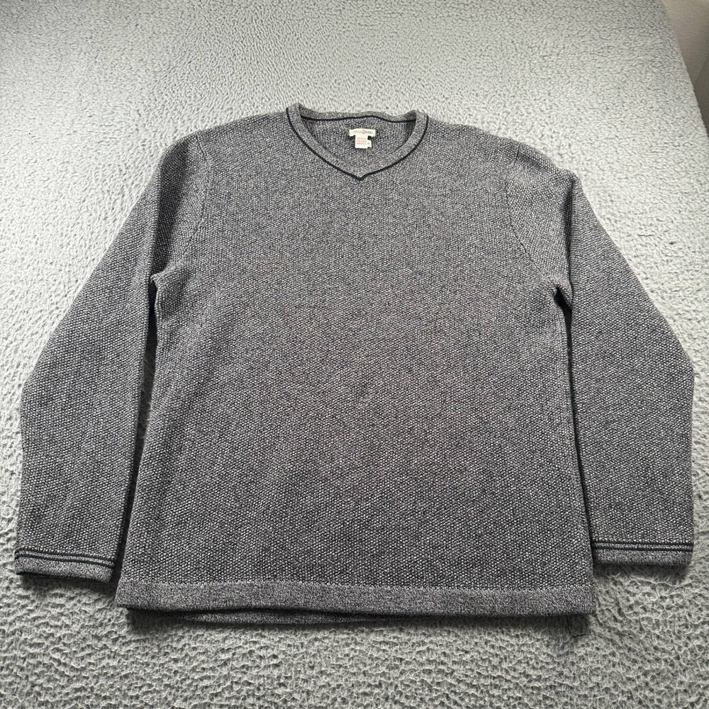 carbon 2 cobalt Sweater Mens L Gray V-Neck Cotton Pullover Heavyweight Knit